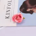 Artificial pink rose flower head fake silk rose for photography prop home wedding decor - Style 13