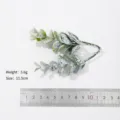 Artificial frosted eucalyptus leaf branch, plastic green plant detail view for DIY crafts. - Style 3