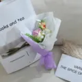 Mini ramo de rosas de jabon caja de regalo para decoracion romantica de cumpleanos - Púrpura
