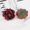 Künstliche Rosenblüten Köpfe Stoff DIY Blumen Zubehör für Hochzeit Dekoration und Basteln - Burgunderrot