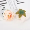 Artificial rose flower head fabric DIY decorative floral accessory for wedding and crafts. - Pink
