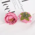 Artificial pink rose flower heads fabric DIY craft wedding decor floral accessories 2pcs - Pink