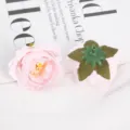 Artificial rose flower heads fabric DIY material pink wedding decorative craft supply 2pcs - Pink