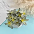 Artificial flower potted plant silk cloth grey green petals detail decorative desktop ornament - Style 9