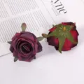 Künstliche Rosenköpfe dunkelrote Kunstblumen für Hochzeit Heimdekoration Fotografie Requisiten - 14# Purpurrot