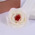 Detailed close-up view of white artificial rose flower head for home decor and photography props. - Style 17