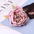 Artificial rose flower head for home decor, wedding silk flower photography props and crafts. - Pink