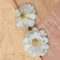 Artificial daisy flower heads detail view, fabric material for DIY crafts and accessories. - Aqua