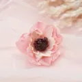 Silk artificial peony flower head detailed close-up shot pink floral decor ornament - Style 15