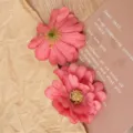 Artificial pink flower heads multi layer daisy handmade material DIY hair accessories wedding decor - Red