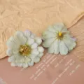Artificial flower heads multi-layer daisy craft material for hair accessories hat wedding decor - Yellow-Green