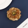 Artificial fabric peony flower burnt-edge satin floral accessory for hair clip hat DIY craft - 14#
