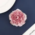 Pink fabric artificial peony flower, satin chiffon burned edge flower for hair accessories DIY. - 4#