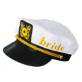 Sombrero de marinero de novia blanco con bordado dorado, visera negra y parche de ancla. - Circunferencia Cabeza Adulto 58cm / Gorra de marinero (sin velo)