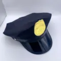 Gorra de policía negra para adulto sombrero de disfraz con insignia dorada para fiesta cosplay - Talla única / Gorra octogonal negra con insignia de águila dorada