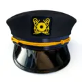 Gorra de capitán negra con bordado de ancla dorada, ideal para fiestas y espectáculos. - Negro