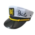 Gorra de capitán de novia blanca con visera negra y cuerda amarilla para fiesta de despedida soltera. - Estilo de Novia / Blanco