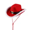 Sombrero de vaquero de Navidad rojo con ribete de piel sintética blanca y hebilla dorada. - Talla única / Rojo