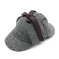 Clásico sombrero de detective de espiga en blanco y negro con lazo marrón para hombres y niños. - Adulto / Gris