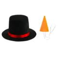 Weihnachten Schneemann Schwarzer Zylinder und Orangen Nase Kostüm Set für Party Bühne - Schneemann-Hut- & Nasen-Set