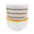Sombrero shako de banda de música blanca cascanueces con ribete y botones dorados para fiestas - Talla única (59 cm) / Blanco