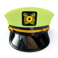 Neon yellow party captain hat with black brim and gold rope, perfect for sailor costume stage shows. - Green