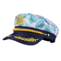 Gorra de capitán con estampado tropical para mujer, elegante gorra de marinero chic. - Floral Rosa