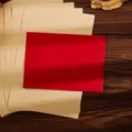 Busta rossa retrò e set di carta da lettera in carta kraft rigata, ideale per lettere d'amore. - Rosso rosato