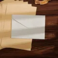 Set di carta da lettere retrò in carta kraft con busta bianca per messaggi romantici. - Bianco zucchero nebbioso