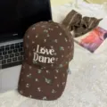 Brown floral baseball cap for women, retro soft top casual outdoor fashion hat with embroidery. - One Size / Brown