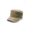 Vintage gewassen platte militaire pet voor heren en vrouwen, casual katoenen hoed met borduursel. - Verstelbaar / Khaki