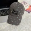 Lässige florale Baseballkappe mit gestickten Buchstaben, Vintage Weichkappe Damen Sonnenhut. - Einheitsgröße / Grau