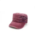 Vintage gewassen platte militaire pet voor heren en dames, casual katoenen cadettenhoed. - Verstelbaar / Bordeauxrood