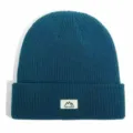 Winter warm knitted beanie hat with stylish front patch, casual solid color thermal cap. - One Size / Aqua