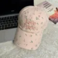 Rosa Damen Baseballkappe mit Blumenmuster, weiche Freizeitmütze mit schöner Stickerei. - Einheitsgröße / Rosa