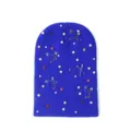 Blaue Strickmütze Winter warme Mütze mit Perlen Strasssteinen und Sicherheitsnadeln schick - Einheitsgröße / Blau
