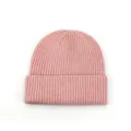 Bonnet en tricot rose classique hiver chaud couleur unie doux mode élégant extérieur confortable - Taille unique / Rose