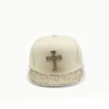 Unisex Strass Kreuz Hip Hop Baseball Kappe Mode verstellbar flacher Schirm Streetwear - Verstellbar / Weiß