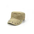 Khakifarbene flache Militärmütze mit Nieten, lässige Outdoor-Modekappe für Damen und Herren. - Verstellbar / Khaki
