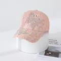 Rosa spitze baseballcap mit glitzernden strass schmetterling und blumen details für frauen. - Verstellbar / Rosa