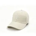 Beige Baumwoll-Baseballcap mit weißer Schreibschrift-Stickerei, weiche Freizeitmütze unisex. - Verstellbar / Beige