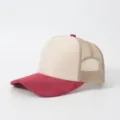 Mesh Baseballcap mit Wildleder-Vorderseite, atmungsaktiver Trucker Hat, lässige Outdoor-Mütze - Weiß Rot
