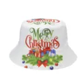 Sombrero de cubo con estampado navideño sombrero de lavabo blanco elegante moda de vacaciones. - Talla única / Blanco