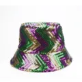 Colorful sequin bucket hat, vibrant party festival sun hat with unique zig-zag pattern details. - Wave