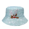 Gorro de cubo con estampado de copos de nieve navideños y reno, elegante y versátil. - Talla única / Azul claro