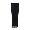 Black mesh long maxi skirt, double-layer draped bodycon skirt for women summer elegant style. - S / Bottoms / Black