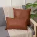 Solid color luxury leather throw pillow cover sofa cushion home decor retro style details. - 43/45*43/45cm (Pillowcase) / Coffee