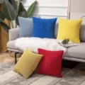 Close up detailed view of textured velvet throw pillow in cozy modern living room setup. - 30x50 cm Pillowcase (Insert Not Included) / Random Color