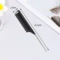Professional black pintail comb for hair styling, highlighting, and sectioning with steel pin. - Black