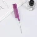 Professional purple metal pin tail comb for professional hair styling, sectioning and coloring. - 21cm / Purple